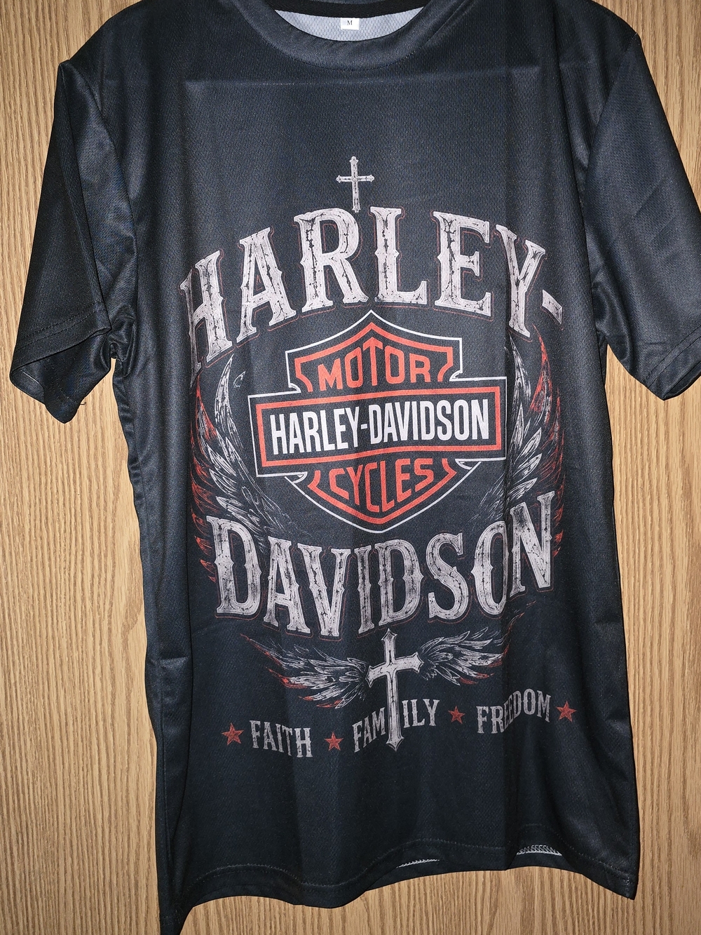 Harley-Davidson Black Graphic Logo Short Sleeve Tee with Red Accent